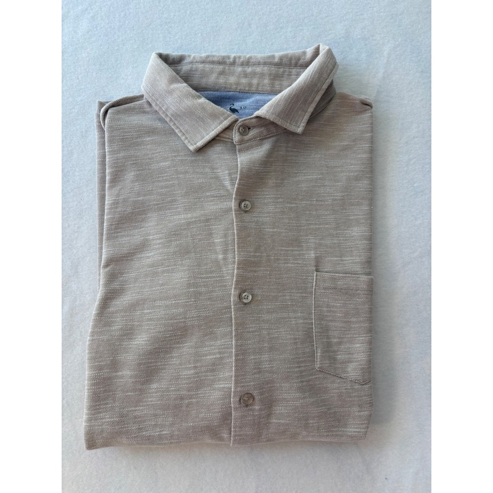 Tailorbyrd Collection Tan Space Dye Short Sleeve Button Down Shirt Mens XXL